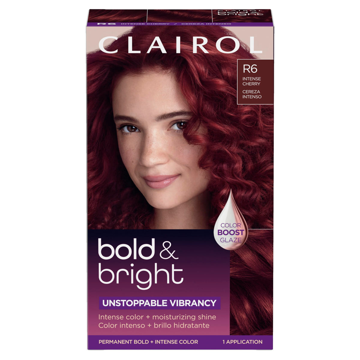 Clairol Bold & Bright Permanent Hair Dye R6 Intense True Red packaging front view