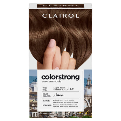 Clairol ColorStrong Permanent Hair Dye 6.0 Light Brown packaging front view