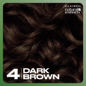 Clairol Natural Instincts 4 Dark Brown shade displayed with other hair dye shades