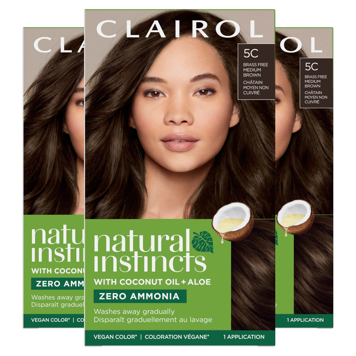 Clairol Natural Instincts Demi-Permanent Dye 5C Medium Brown front view