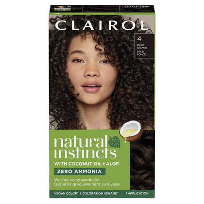 Clairol Natural Instincts Demi-Permanent Hair Dye 4 Dark Brown packaging front view
