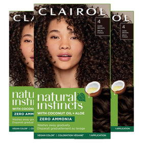 Clairol Natural Instincts Demi-Permanent Hair Dye 4 Dark Brown packaging front view
