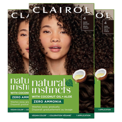 Clairol Natural Instincts Demi-Permanent Hair Dye 4 Dark Brown packaging front view