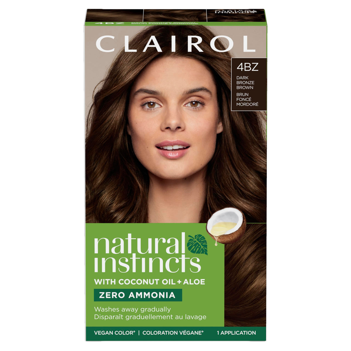 Clairol Natural Instincts Demi-Permanent Hair Dye 4BZ Dark Bronze Brown front view