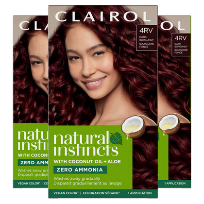 Clairol Natural Instincts Demi-Permanent Hair Dye 4RV Dark Burgundy front view