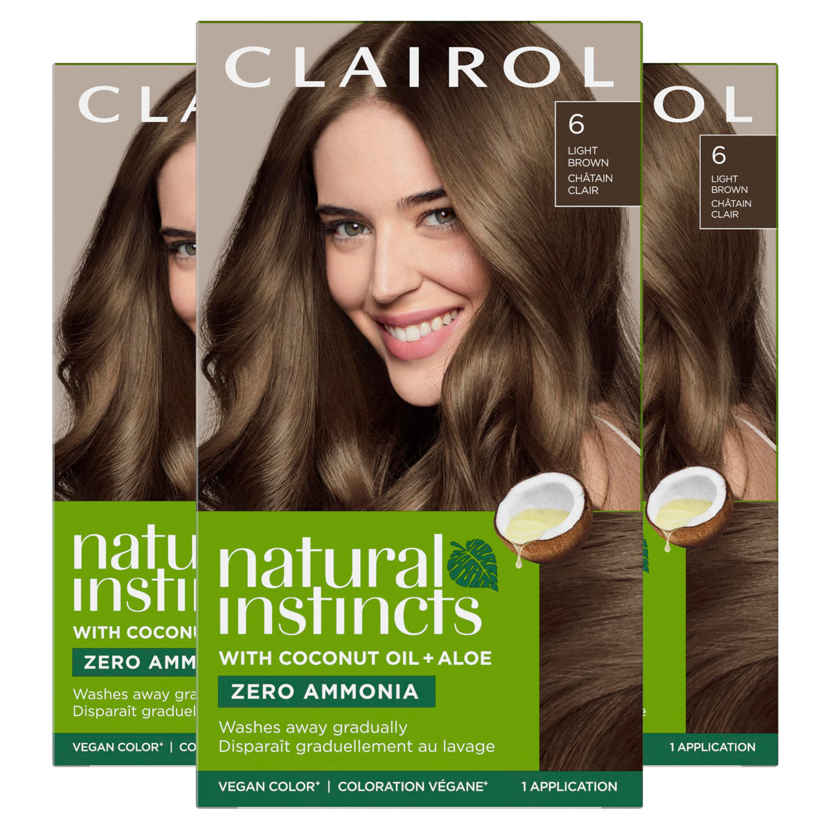 Clairol Natural Instincts Demi-Permanent Hair Dye 6 Light Brown front view