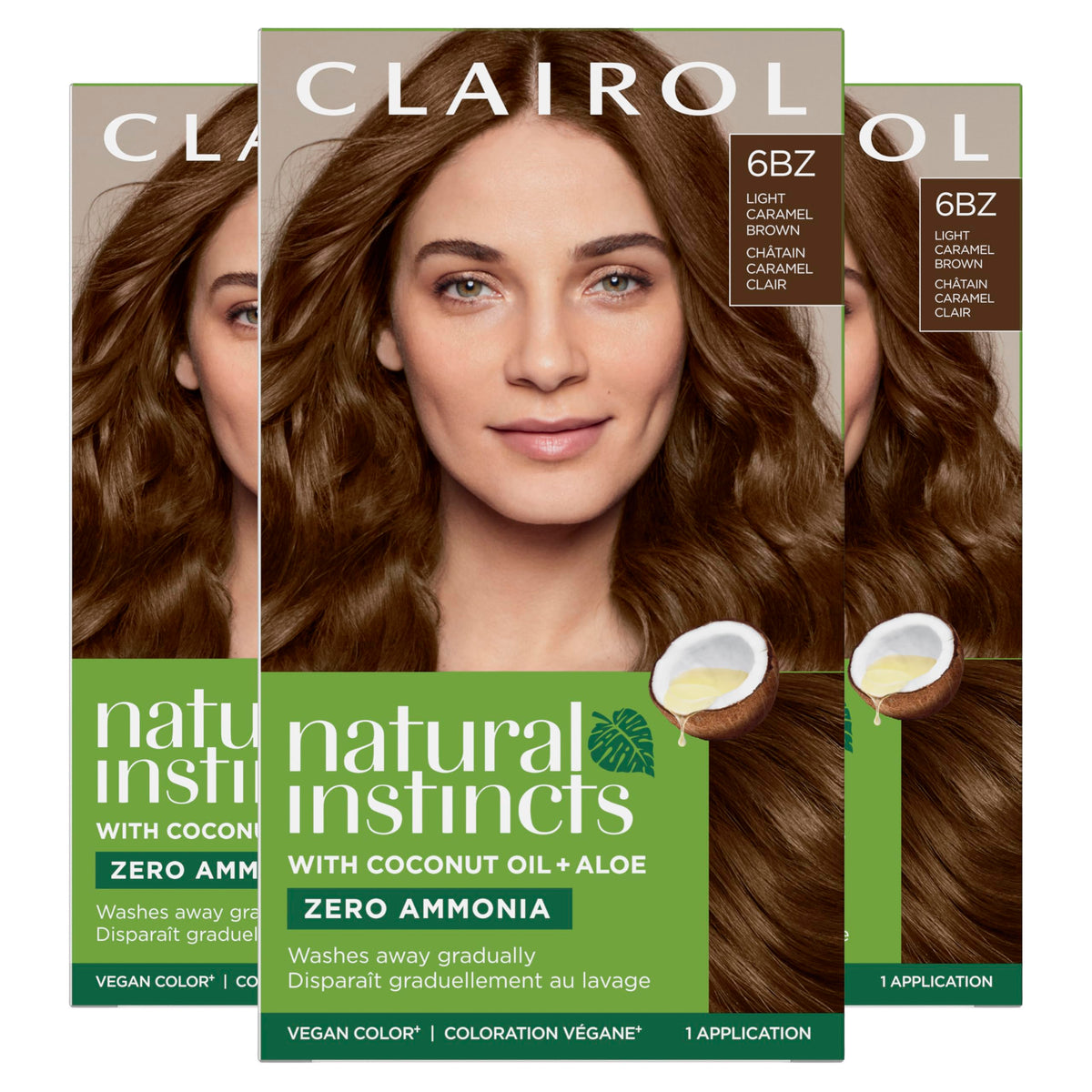 Clairol Natural Instincts Demi-Permanent Hair Dye 6BZ Light Caramel Brown front view