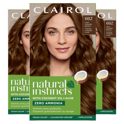 Clairol Natural Instincts Demi-Permanent Hair Dye 6BZ Light Caramel Brown front view