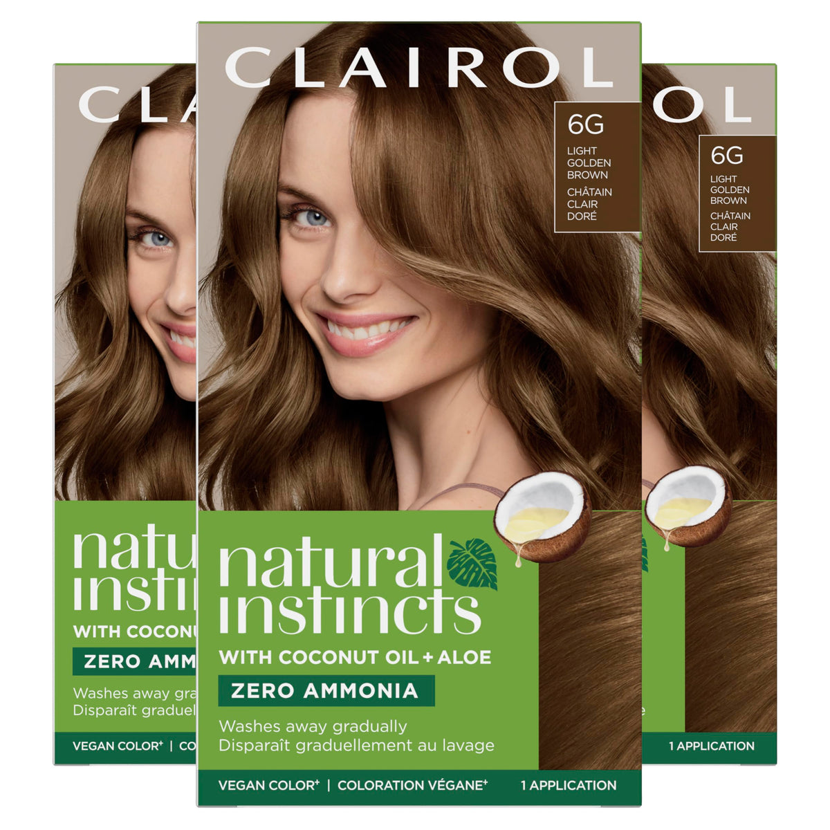 Clairol Natural Instincts Demi-Permanent Hair Dye 6G Light Golden Brown front view