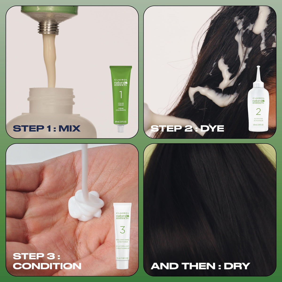 Clairol Natural Instincts gloves and instructions leaflet