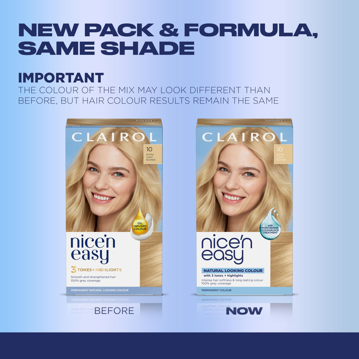Clairol Nice'n Easy 10 Extra Light Blonde hair dye box side view