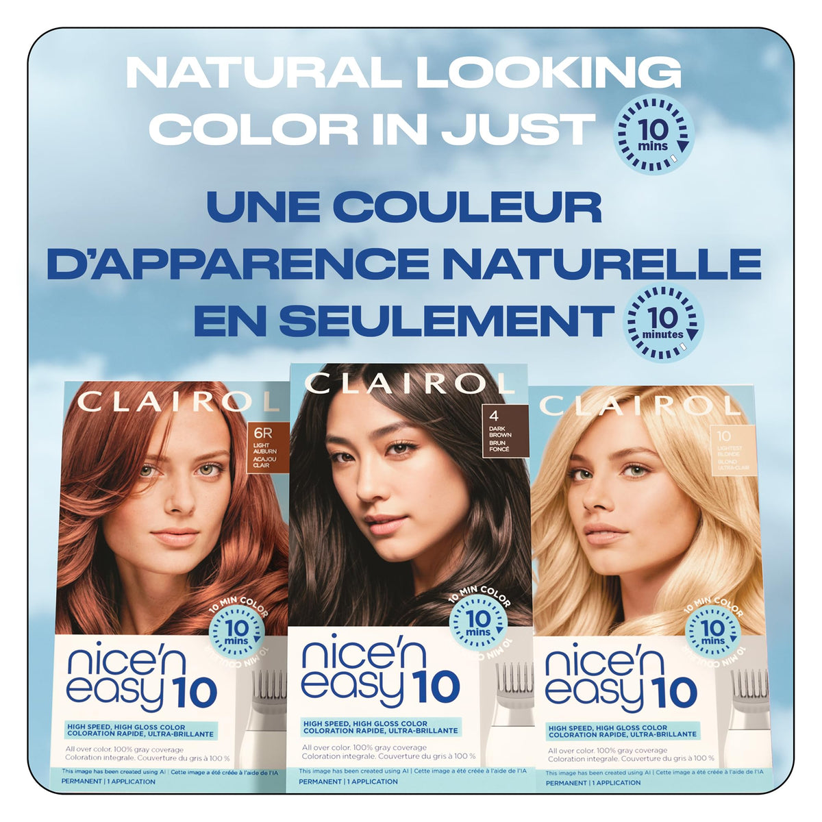 Clairol Nice'N Easy 10 hair dye application process