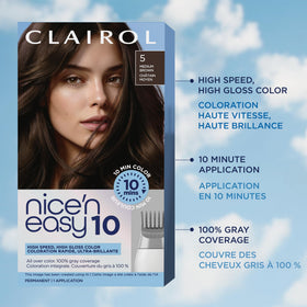 Clairol Nice'N Easy 10 Permanent Hair Dye 5 Medium Brown side view