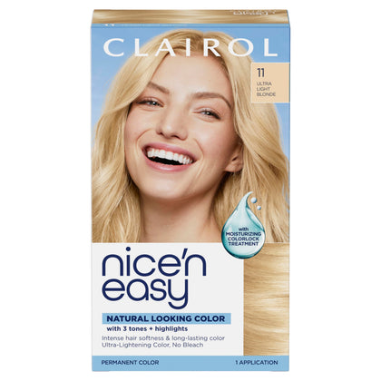 Clairol Nice'n Easy 11 Ultra Light Blonde hair dye kit front view