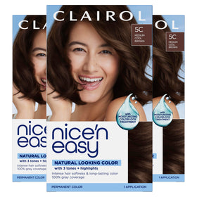 Clairol Nice'n Easy 5C Medium Cool Brown hair dye pack front view