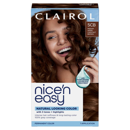 Clairol Nice'n Easy 5CB Medium Warm Chestnut Brown hair dye kit front view