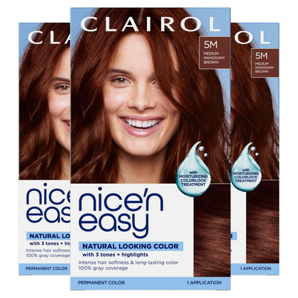 Clairol Nice'n Easy 5M Medium Mahogany Brown Hair Dye packaging front view