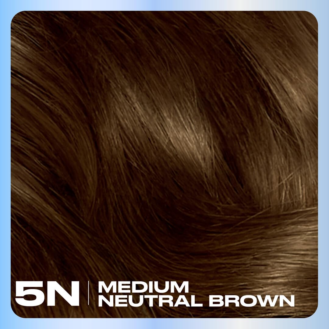 Clairol Nice'n Easy 5N hair dye swatch on hair