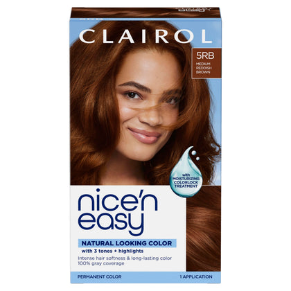 Clairol Nice'n Easy 5RB Medium Reddish Brown hair dye packaging front view