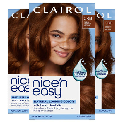 Clairol Nice'n Easy 5RB Medium Reddish Brown hair dye packaging front view