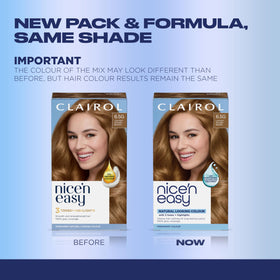 Clairol Nice'n Easy 6.5G Lightest Golden Brown hair dye contents including developer and conditioner