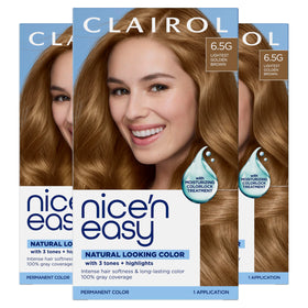 Clairol Nice'n Easy 6.5G Lightest Golden Brown hair dye packaging front view