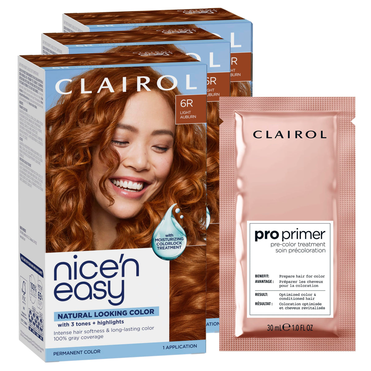 Clairol Nice'n Easy 6R Auburn Hair Dye packaging front view