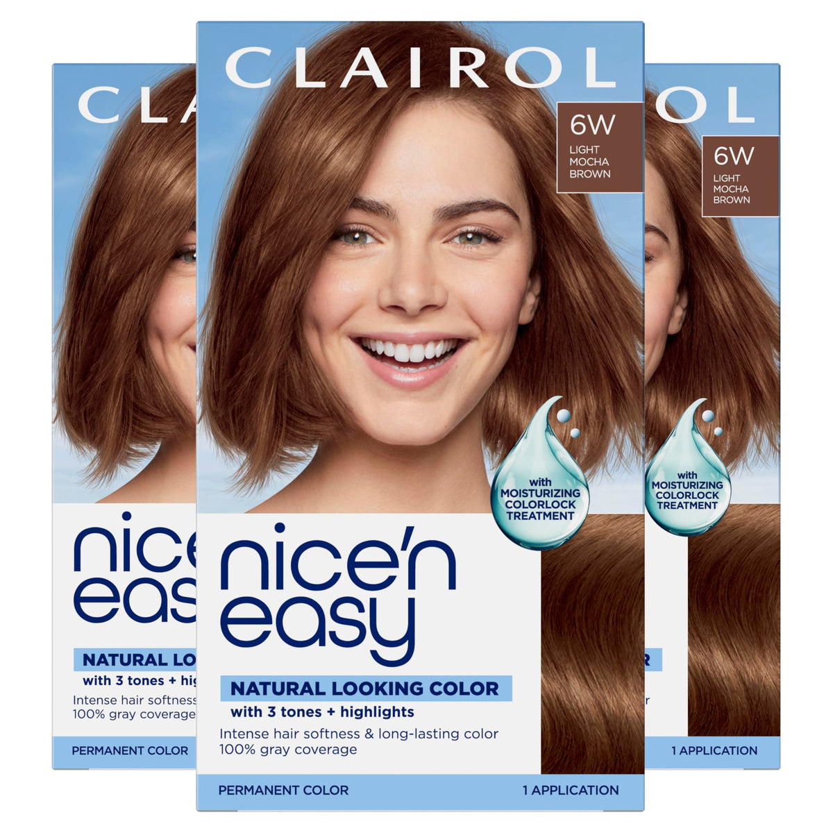 Clairol Nice'n Easy 6W Light Mocha Brown hair dye front view
