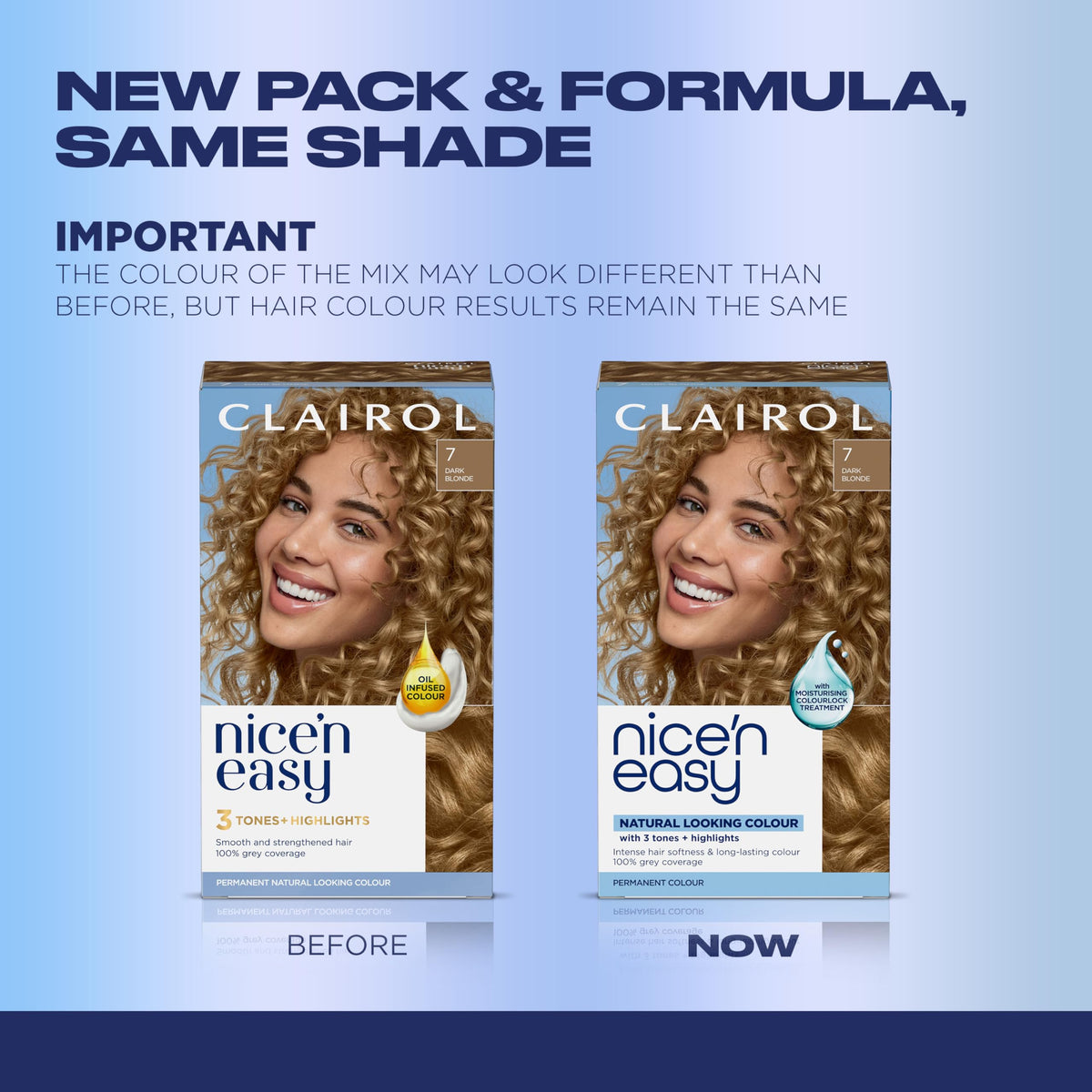 Clairol Nice'n Easy 7 Dark Blonde hair dye application instructions