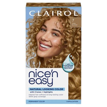 Clairol Nice'n Easy 7 Dark Blonde hair dye kit front view
