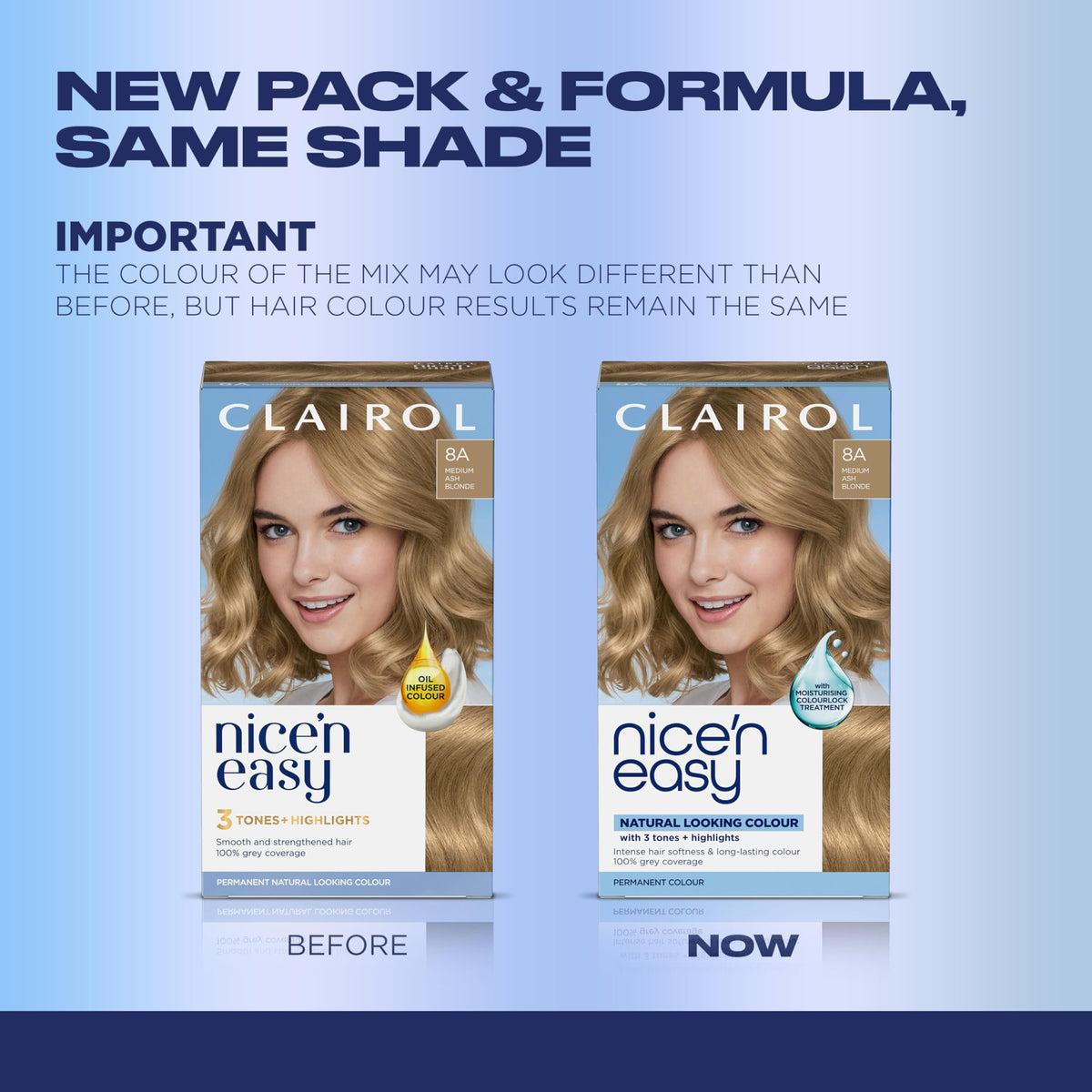 Clairol Nice'n Easy 8A Medium Ash Blonde application kit contents