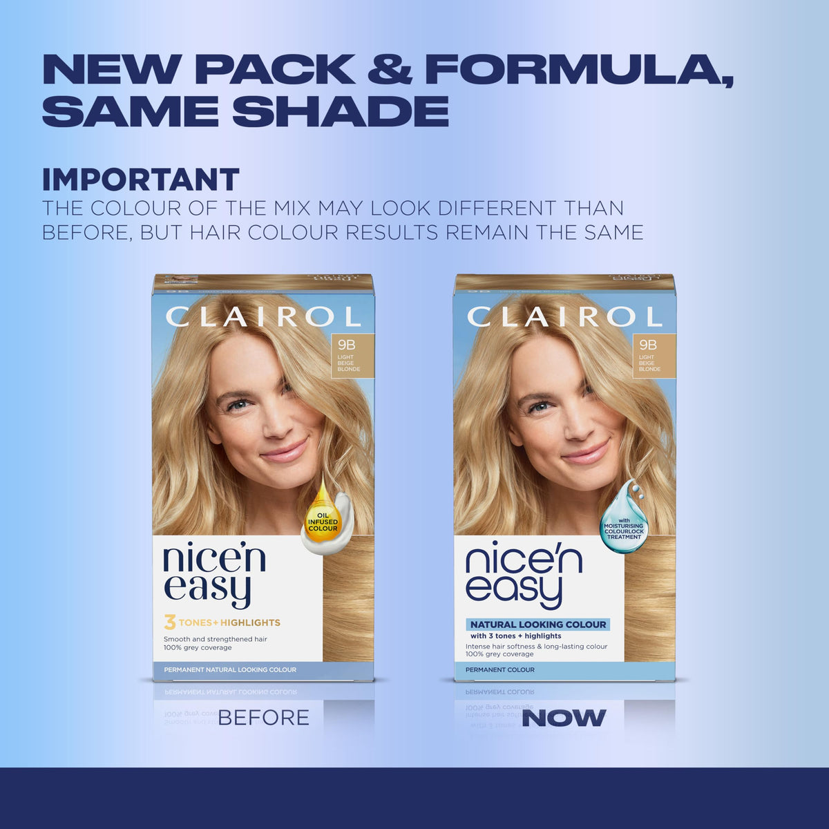 Clairol Nice'n Easy 9 Light Blonde hair dye packaging side view