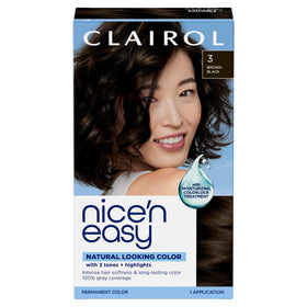 Clairol Nice'n Easy Permanent Hair Dye 3 Brown Black front view