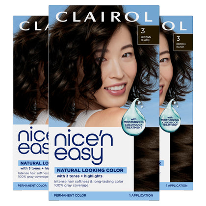 Clairol Nice'n Easy Permanent Hair Dye 3 Brown Black front view