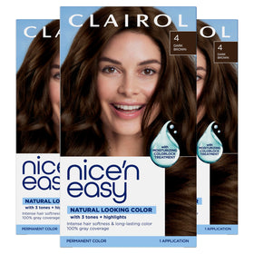 Clairol Nice'n Easy Permanent Hair Dye 4 Dark Brown pack front view