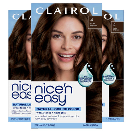 Clairol Nice'n Easy Permanent Hair Dye 4 Dark Brown pack front view