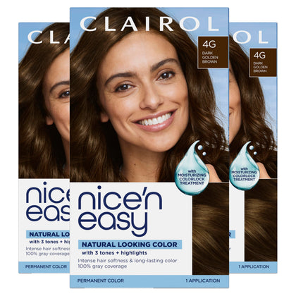 Clairol Nice'n Easy Permanent Hair Dye 4G Dark Golden Brown pack front view