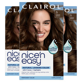 Clairol Nice'n Easy Permanent Hair Dye 5 Medium Brown front packaging view