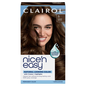 Clairol Nice'n Easy Permanent Hair Dye 5 Medium Brown packaging front view