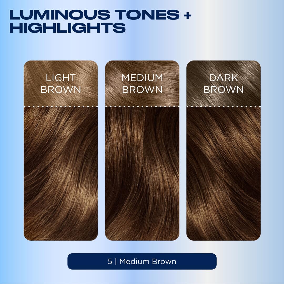 Clairol Nice'n Easy Permanent Hair Dye 5 Medium Brown shade comparison