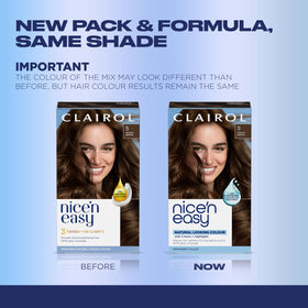 Clairol Nice'n Easy Permanent Hair Dye 5 Medium Brown side view with ingredients