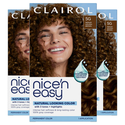 Clairol Nice'n Easy Permanent Hair Dye 5G Medium Golden Brown pack front view