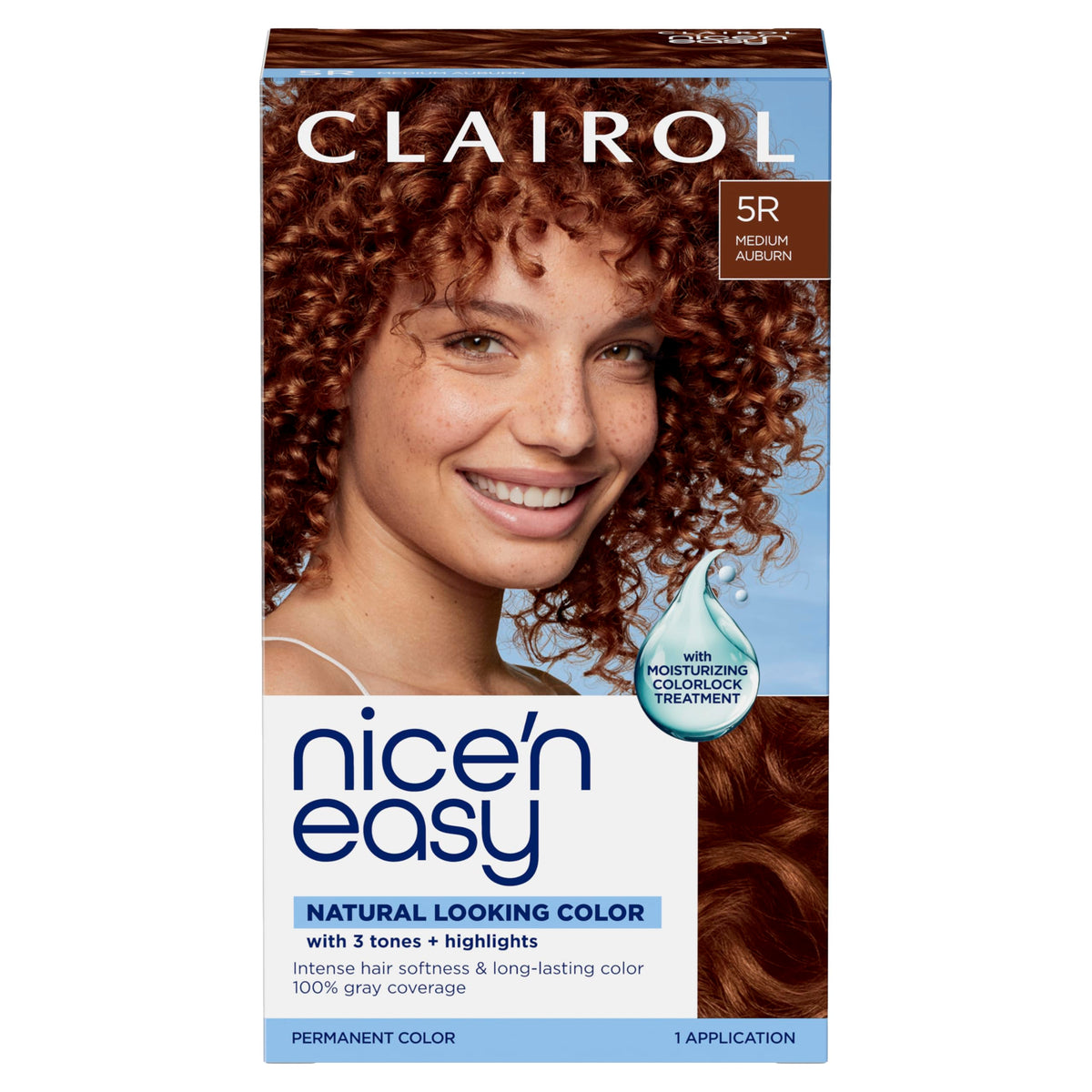 Clairol Nice'n Easy Permanent Hair Dye 5R Medium Auburn packaging front view