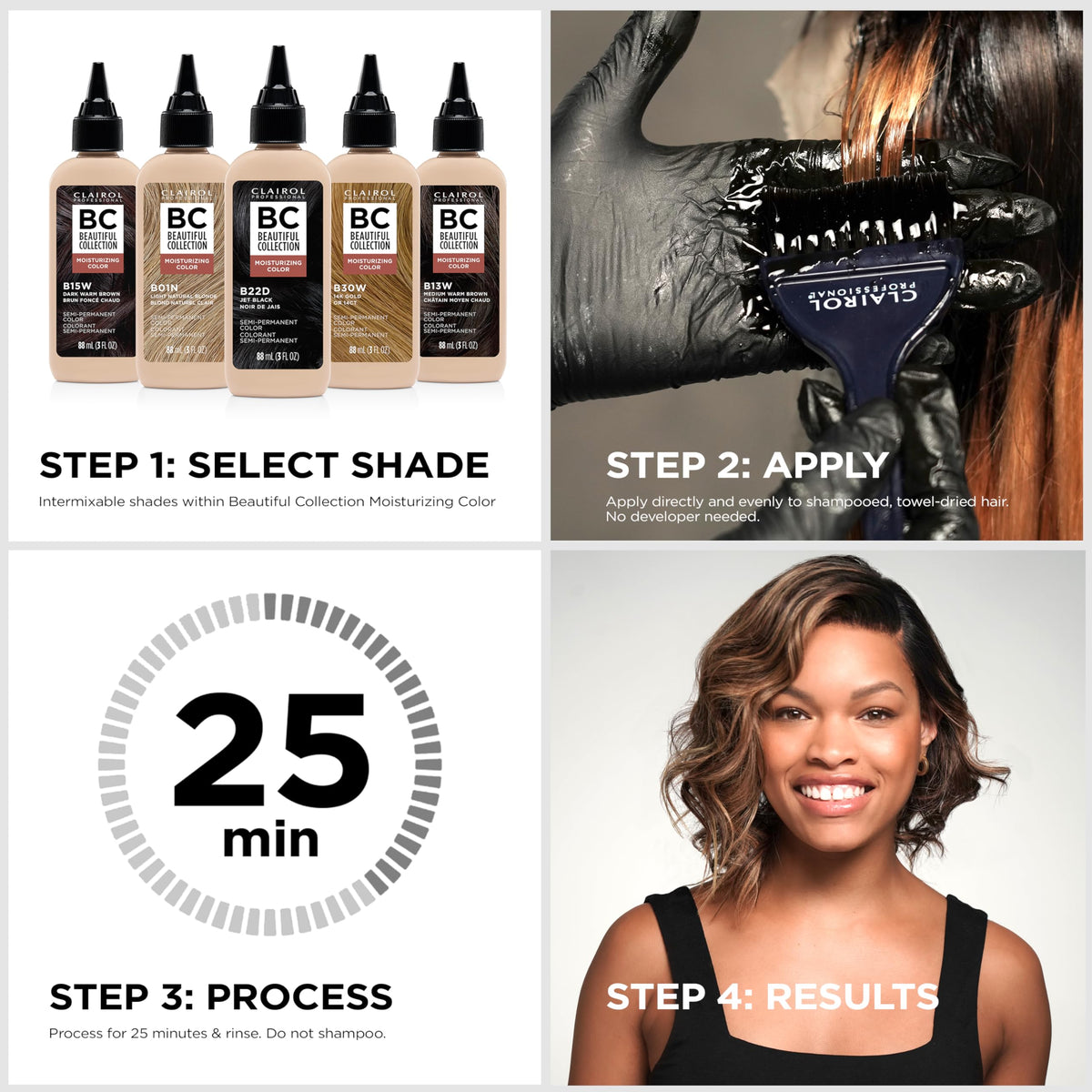 Clairol Professional Beautiful Collection ingredients list on packaging