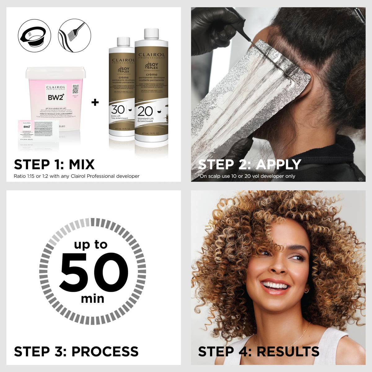 Clairol Professional BW2+ powder mixed with developer