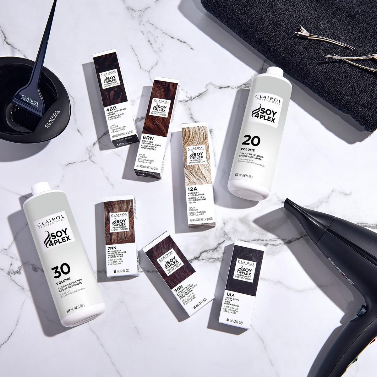 Clairol Professional hair color mixed with developer