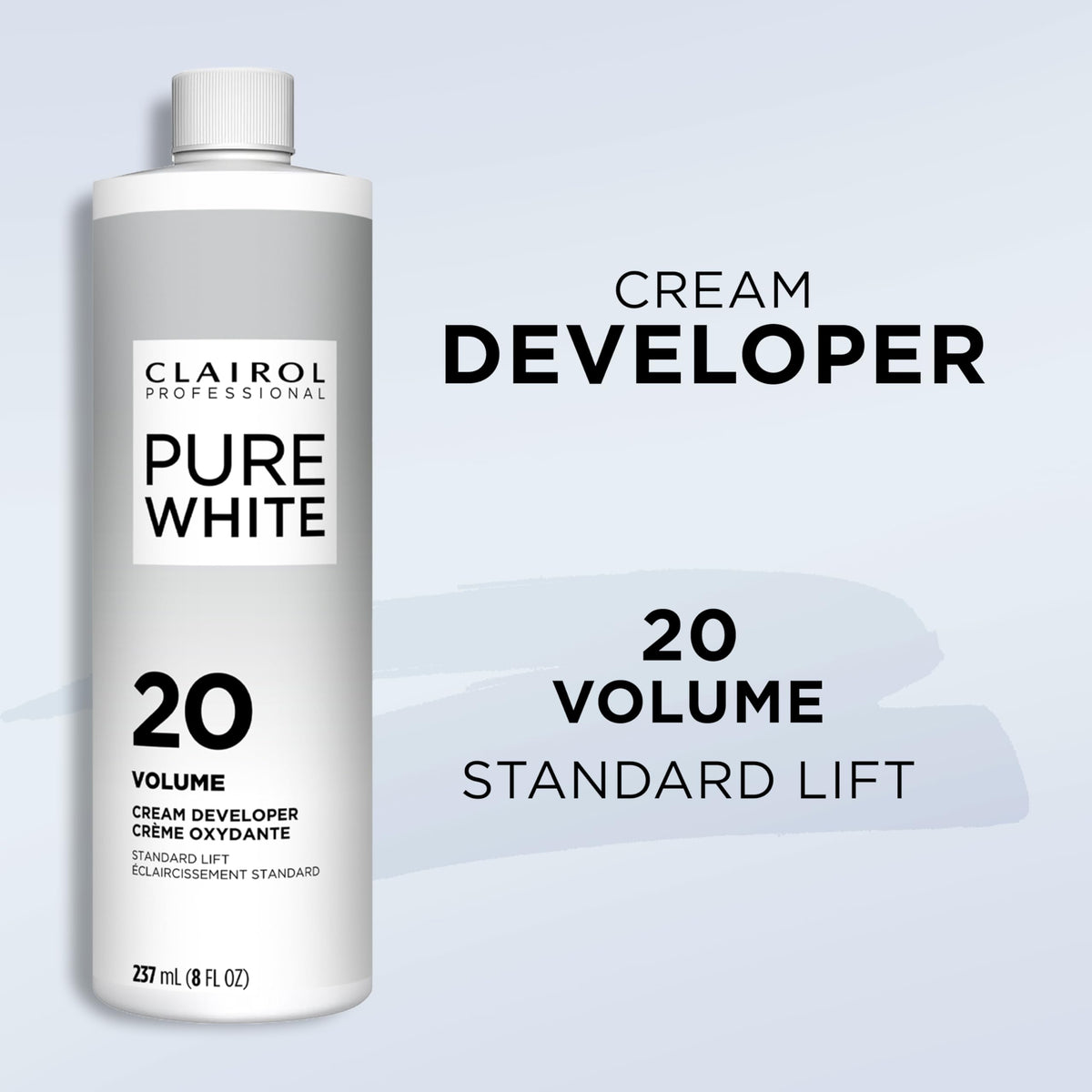 Clairol Professional Pure White 20 Volume Crème Developer in use during hair application