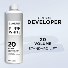 Clairol Professional Pure White 20 Volume Crème Developer in use during hair application