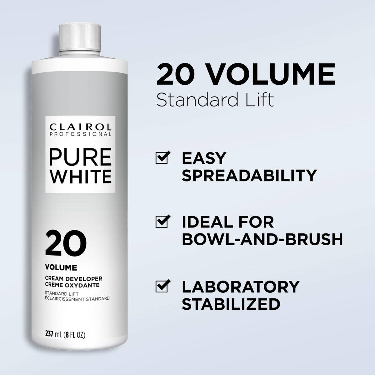 Clairol Professional Pure White 20 Volume Crème Developer side view