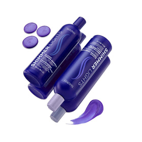 Clairol Professional Shimmer Lights Purple Conditioner 8 fl. Oz on a vanity